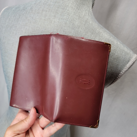 Rare Cartier Authentic Vintage Wallet Burgundy Brown Leather - Picture 6 of 15